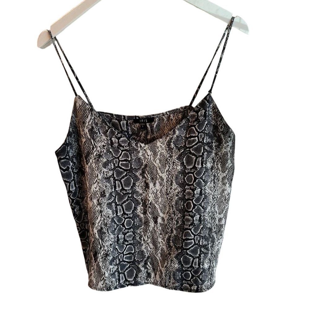 IRIS Women's Snakeskin Print Size L Multicolor Sleeveless Spaghetti Strap